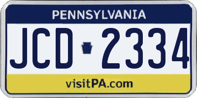 PA license plate JCD2334