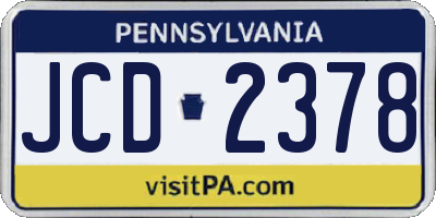 PA license plate JCD2378