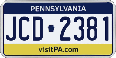 PA license plate JCD2381