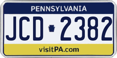 PA license plate JCD2382