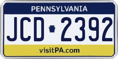 PA license plate JCD2392