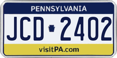 PA license plate JCD2402