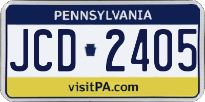 PA license plate JCD2405