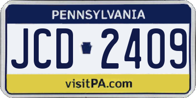 PA license plate JCD2409