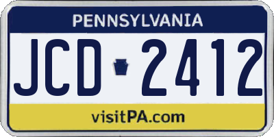 PA license plate JCD2412