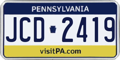 PA license plate JCD2419