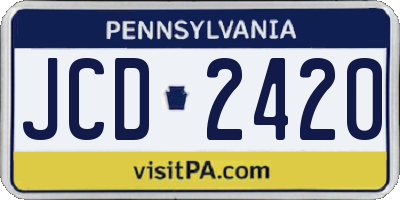 PA license plate JCD2420