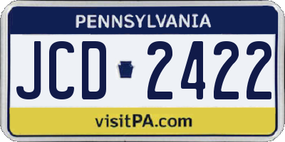 PA license plate JCD2422