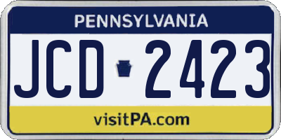 PA license plate JCD2423