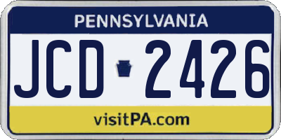 PA license plate JCD2426