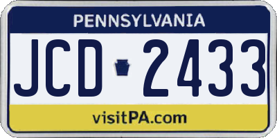 PA license plate JCD2433