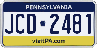 PA license plate JCD2481