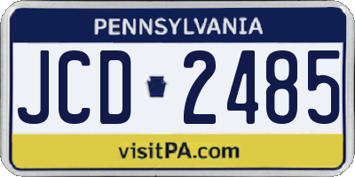 PA license plate JCD2485
