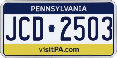 PA license plate JCD2503