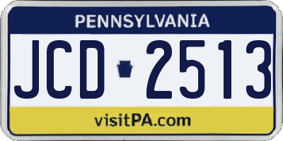 PA license plate JCD2513