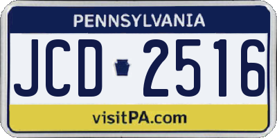 PA license plate JCD2516