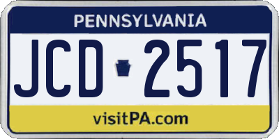 PA license plate JCD2517