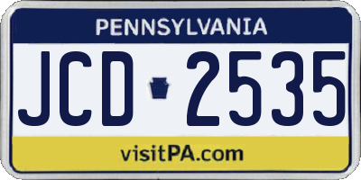 PA license plate JCD2535