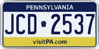 PA license plate JCD2537