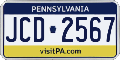 PA license plate JCD2567
