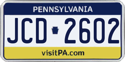 PA license plate JCD2602