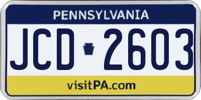 PA license plate JCD2603