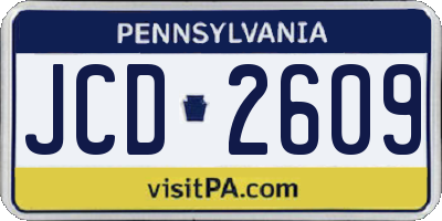 PA license plate JCD2609