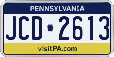 PA license plate JCD2613