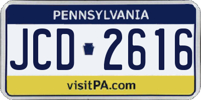PA license plate JCD2616