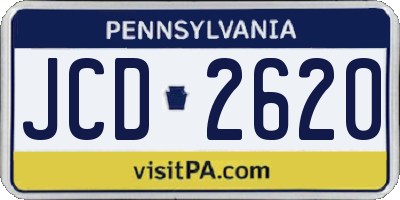 PA license plate JCD2620