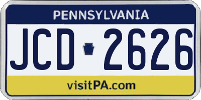 PA license plate JCD2626