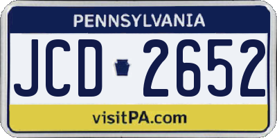 PA license plate JCD2652