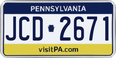 PA license plate JCD2671