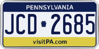 PA license plate JCD2685