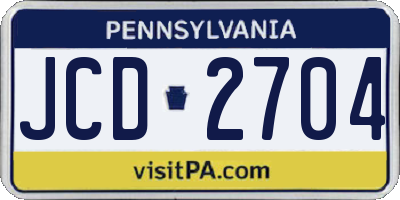 PA license plate JCD2704