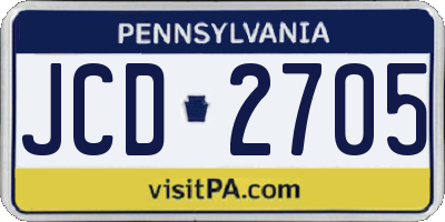 PA license plate JCD2705