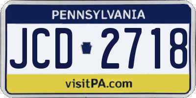 PA license plate JCD2718