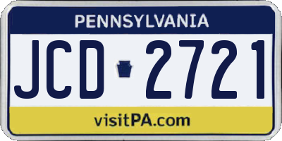 PA license plate JCD2721