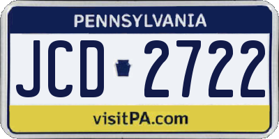 PA license plate JCD2722