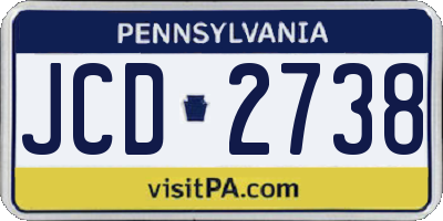PA license plate JCD2738