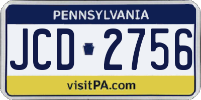 PA license plate JCD2756