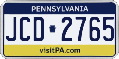 PA license plate JCD2765