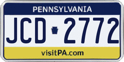 PA license plate JCD2772