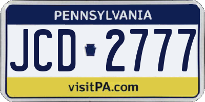 PA license plate JCD2777