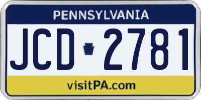 PA license plate JCD2781