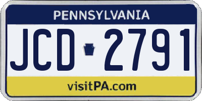 PA license plate JCD2791