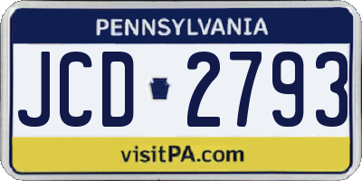 PA license plate JCD2793