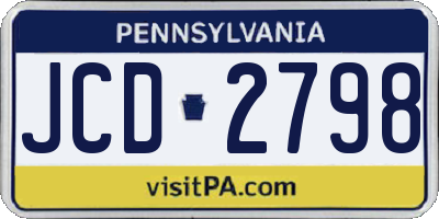 PA license plate JCD2798