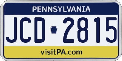 PA license plate JCD2815