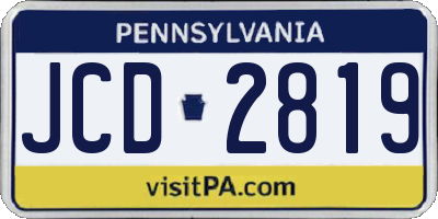 PA license plate JCD2819
